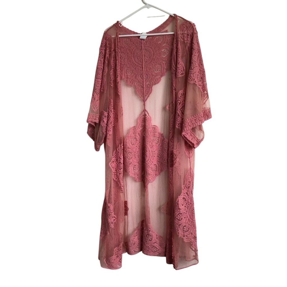Lace embroidered Coachella festival 3x swim coverup sheer cardigan layering piec